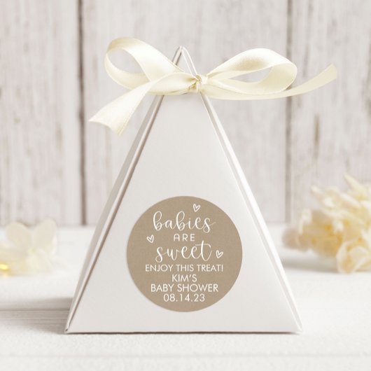 Minimalistische baby's zijn zoet Baby shower kraft Ronde Sticker