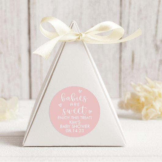 Minimalistische baby's zijn zoet Baby shower roze Ronde Sticker
