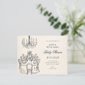 Minimalistische babyshower eettafel kaart (Staand voorkant)