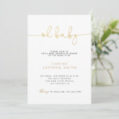 Minimalistische babyshower script moderne uitnodig kaart (Staand voorkant)