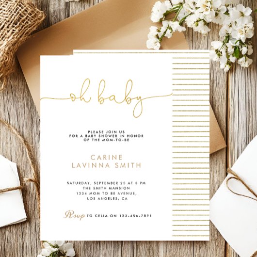 Minimalistische babyshower script moderne uitnodig kaart