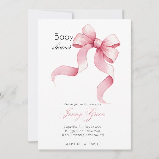 Minimalistische babyshower uitnodiging Bewerkbaar (Voorkant)