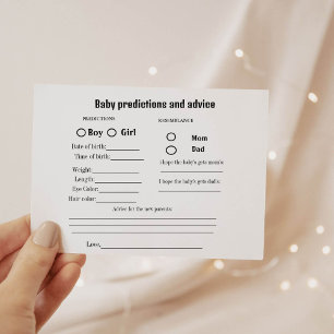 Minimalistische babyvoorspelling Baby Shower spelk Kaart