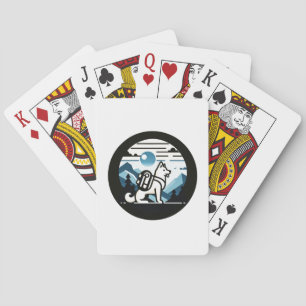 Minimalistische Backpacking Dog Schilderachtig Nat Pokerkaarten