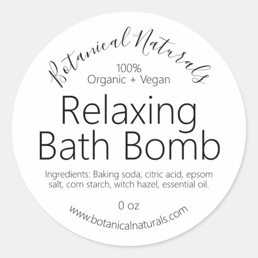 Minimalistische badbomlabels ronde sticker (Voorkant)