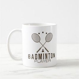 Minimalistische badmintonspeler met rackets koffiemok