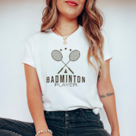 Minimalistische badmintonspeler met rackets t-shirt