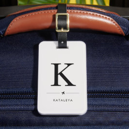 Minimalistische bagtag met initiaal bagagelabel