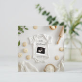 Minimalistische Baking Zwangerschapsaankondiging Kaart (Staand voorkant)