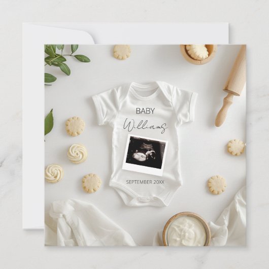 Minimalistische Baking Zwangerschapsaankondiging Kaart (Voorkant)