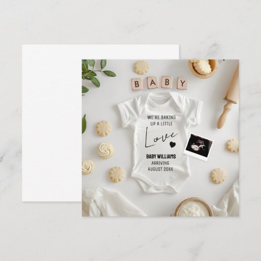 Minimalistische Baking Zwangerschapsaankondiging Kaart (Voorkant / Achterkant)