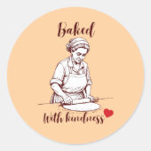 Minimalistische bakkerij Sticker gebakken met vrie (Voorkant)