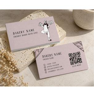Minimalistische bakkerij visitekaart Moderne QR- Visitekaartje