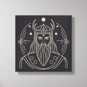 Minimalistische Balder Noorse god Vector Art Canvas Afdruk