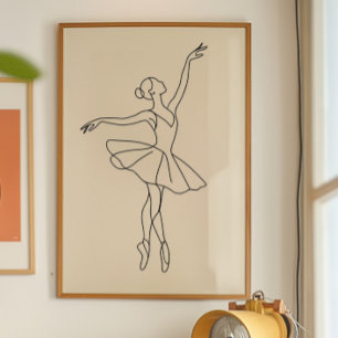 Minimalistische Ballerina Lijn Kunstprint Poster