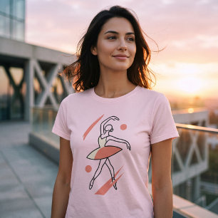 Minimalistische Ballerina Lijnkunst Moderne Dans V T-shirt