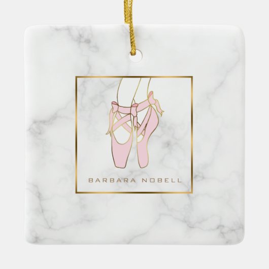 Minimalistische Ballerina Marble Ballet Slippers Keramisch Ornament (Voorkant)