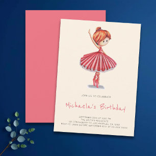 Minimalistische Ballerina Roze Tutu Meisje Verjaar Kaart