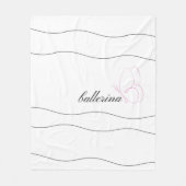 Minimalistische Ballerina & Roze Vlinder Wit Fleece Deken (Voorkant)