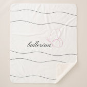 Minimalistische Ballerina & Roze Vlinder Wit Sherpa Deken (Voorkant)