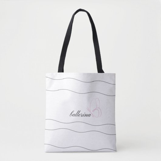Minimalistische Ballerina & Roze Vlinder Wit Tas (Voorkant)