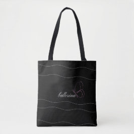 Minimalistische Ballerina & Roze Vlinder Zwart Tas