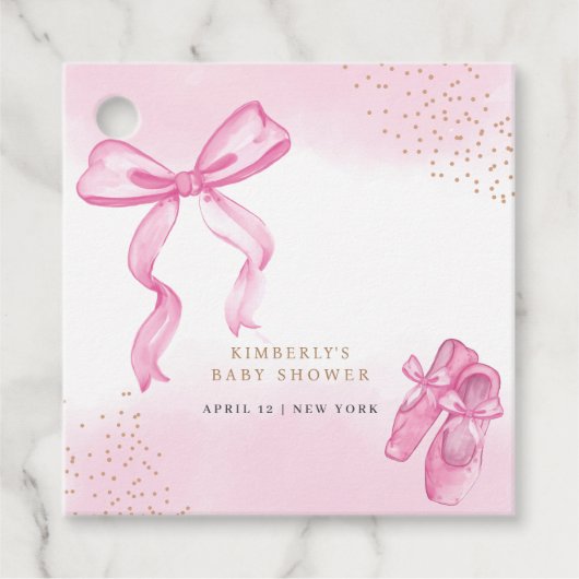 Minimalistische Ballerina Shoes Bow Baby shower Bedankjes Labels (Voorkant)