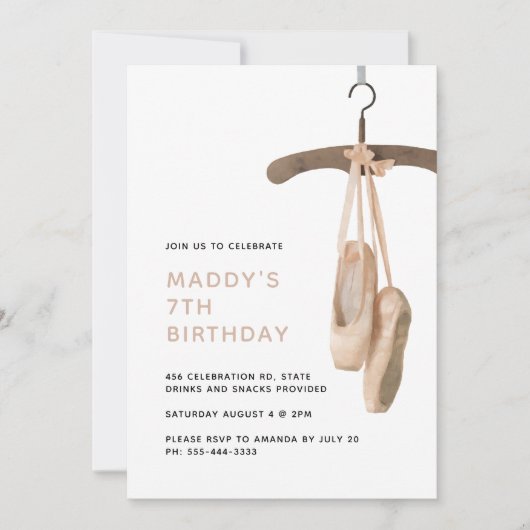 Minimalistische balletschoenen Ballerina 7-jarig b Kaart (Voorkant)