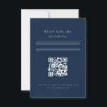Minimalistische Bar Mitzvah Marine Blauw Zilver QR RSVP Kaartje<br><div class="desc">Minimalistische indeling. Wijzig de kleur en de lettertypen,  zelfs de lijnen en de achtergrond van de aangepaste kleur,  zodat deze overeenkomen met uw gebeurtenis. QR code online website rsvp kaart</div>