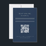 Minimalistische Bar Mitzvah Marine Blauw Zilver QR RSVP Kaartje<br><div class="desc">Minimalistische indeling. Wijzig de kleur en de lettertypen,  zelfs de lijnen en de achtergrond van de aangepaste kleur,  zodat deze overeenkomen met uw gebeurtenis. QR code online website rsvp kaart</div>