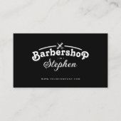 Minimalistische Barbershop Haarstylist Schaar Zwar Visitekaartje (Voorkant)