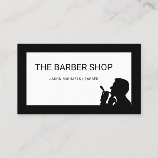 Minimalistische Barbershop Plain en eenvoudige Man Visitekaartje (Voorkant)