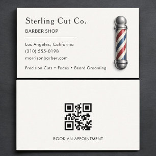 Minimalistische barbershop QR-code professioneel Visitekaartje