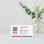 Minimalistische Barbershop Salon Social Media QR C Visitekaartje (Staand voorkant)