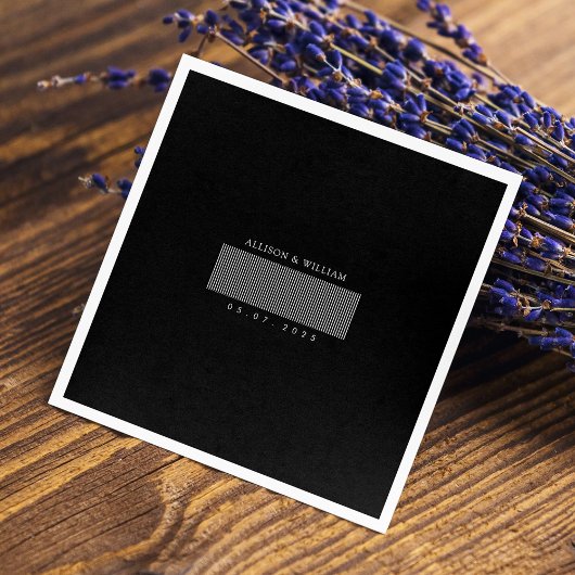 Minimalistische barcode Chic: zwart & wit bruiloft Servet