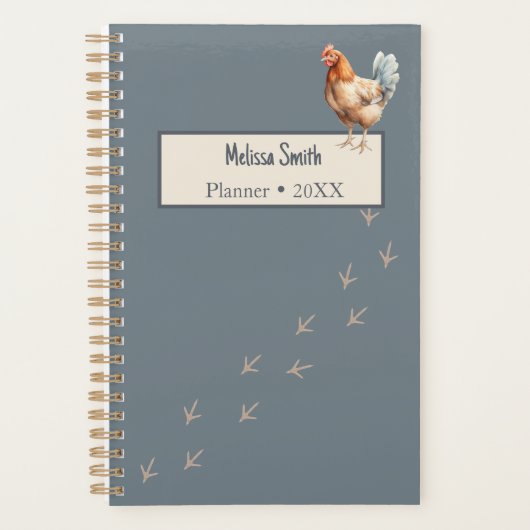 Minimalistische Barnyard Waterverf Chicken Planner (Voorkant)