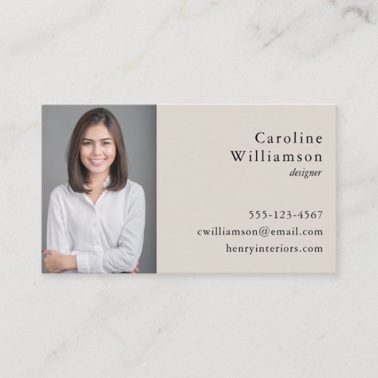 Minimalistische Basic Black Cream Professionele Fo Visitekaartje (Voorkant)