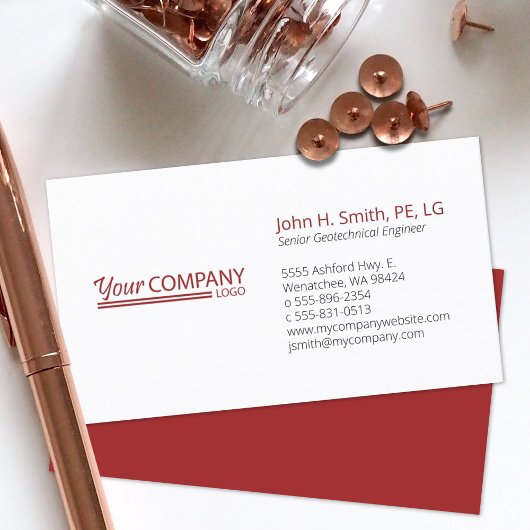 Minimalistische Basic Professional Rood, Wit Visitekaartje