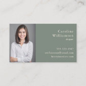 Minimalistische Basic Sage Green Professionele Fot Visitekaartje (Voorkant)