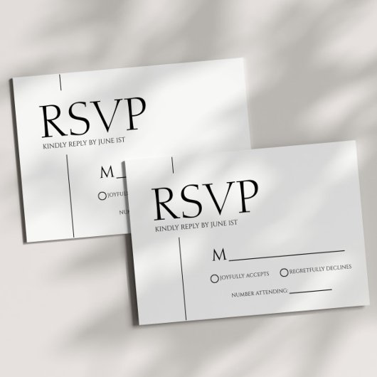Minimalistische Basic Simple Wedding RSVP-Kaart RSVP Kaartje