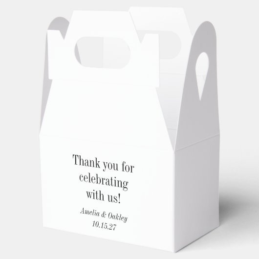 Minimalistische Basic White Elegant Wedding Dank u Bedankdoosjes (Geopend)