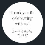 Minimalistische Basic White Elegant Wedding Dank u Ronde Sticker<br><div class="desc">Minimalistische Basic White Elegant Wedding Custom Dank u Classic Ronde Sticker</div>