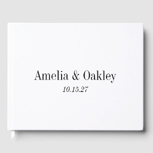 Minimalistische Basic Wit Elegant Bruiloft Custom Gastenboek