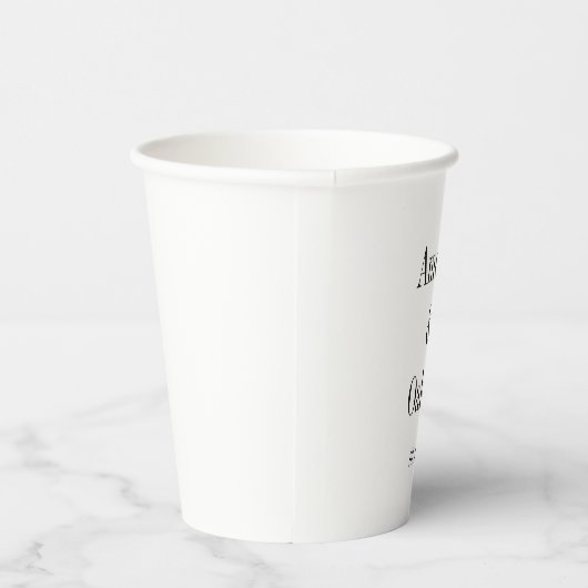 Minimalistische Basic Wit Elegant Bruiloft Custom Papieren Bekers (Rechts)