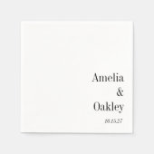 Minimalistische Basic Wit Elegant Bruiloft Custom Servet (Voorkant)