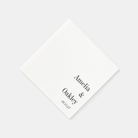 Minimalistische Basic Wit Elegant Bruiloft Custom Servet (Hoek)