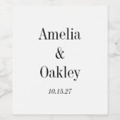Minimalistische Basic Wit Elegant Bruiloft Custom Wijn Etiket (Enkel label)