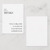 Minimalistische Basic Wit Elegant Chique Bruiloft  Informatiekaartje (Voorkant / Achterkant)