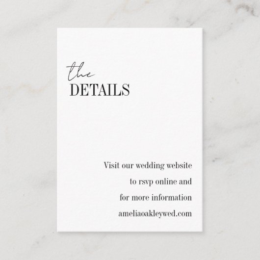 Minimalistische Basic Wit Elegant Chique Bruiloft  Informatiekaartje (Voorkant)