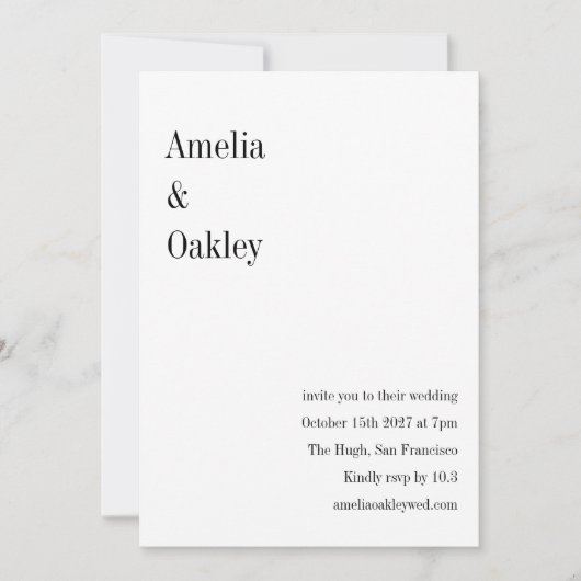 Minimalistische Basic Wit Elegant Chique Modern Br Kaart (Voorkant)